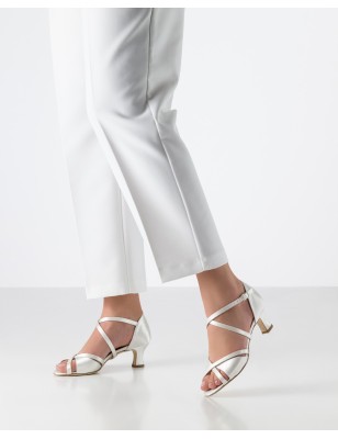 July - Chaussures de danse à talons évasés 5.5 cm en satin blanc - Werner Kern