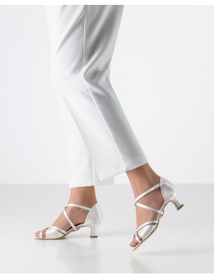 July - Chaussures de danse à talons évasés 5.5 cm en satin blanc - Werner Kern
