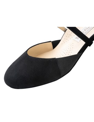 Ronja - Chaussures de danse de salon femme en nubuck noir avec double brides - Werner Kern