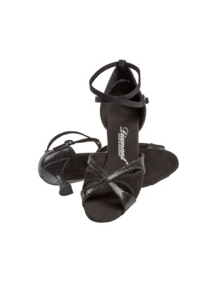 141-087-084 - Chaussures de danse en nubuck noir avec reflets brillants, talon évasé de 6,5cm - Diamant