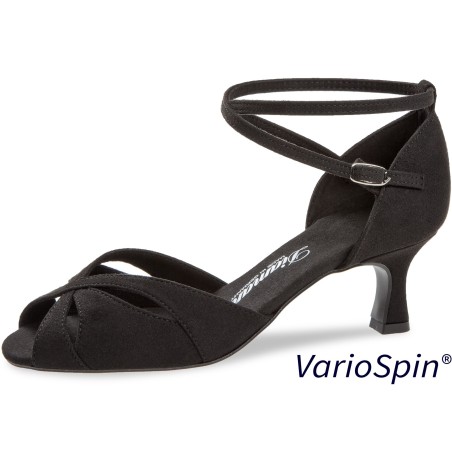 141-077-335-V- Chaussures de danse en microfibre noire à talons évasés de 5cm semelle Variospin modèle vegan- Diamant