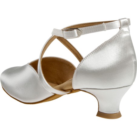 170-013-092 - Chaussure en satin blanc pour mariage talon de 4,2cm,  semelle suède - Diamant