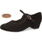 050-029-001 - Chaussures de danse en nubuck noir, semelle confort, talon 4,5cm - Diamant