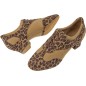 188-234-609 - Chaussure de danse bi-semelle pour femme talon 3,7 cm en toile imprimée léopard - Diamant