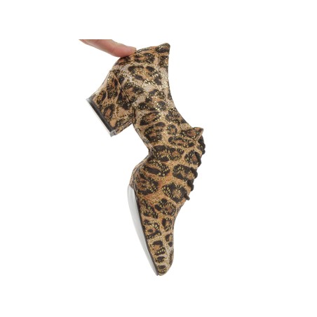 189-234-602-V - Chaussures d'entrainement pour danse fermées imprimé léopard talon de 3,7cm VEGAN - Diamant