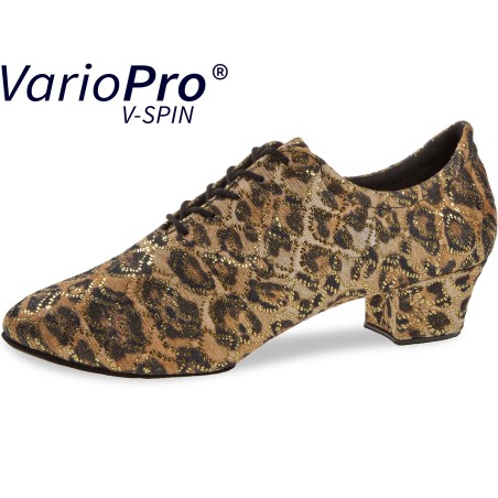 189-234-602-V - Chaussures d'entrainement pour danse fermées imprimé léopard talon de 3,7cm VEGAN - Diamant