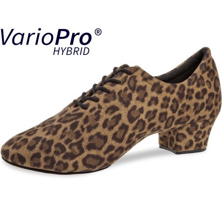189-134-597 - Chaussures d'entrainement pour danse fermées imprimé léopard talon de 3,7cm VEGAN - Diamant