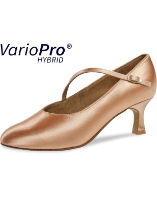 166-178-094 - chaussures de danse standard  avec de biais en satin flesh talon de 5cm vegan semelle variopro hybrid- diamant