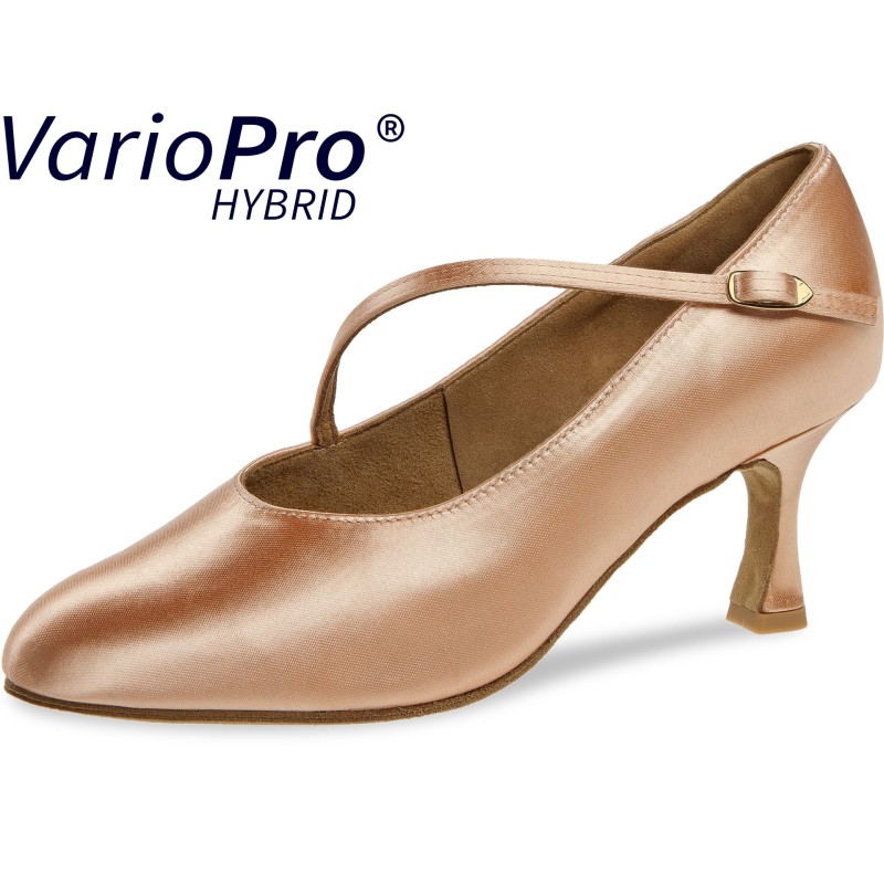 166-185-094 - chaussures de danse standard  en satin flesh talon 6.5cm vegan semelle variopro hybrid- diamant