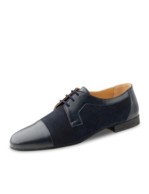 Trevisio 28049 - Chaussures de danse laçage 3 trous en cuir noir ou daim bleu pour homme - Werner Kern