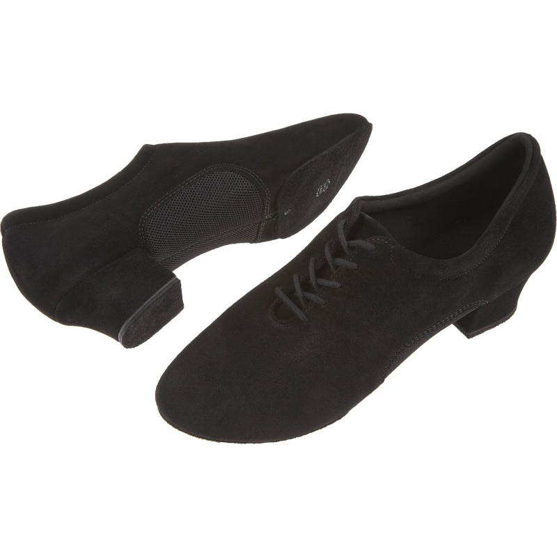 Chaussures De Danse Latine Pour Femme - Nubuk Noir, Talon 5 Cm, Largeur G - Taille UK 7 - Fabriqué Main En Allemagne