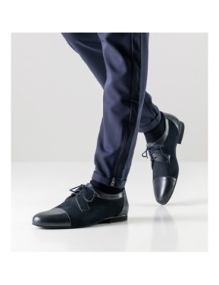 Trevisio 28049 - Chaussures de danse laçage 3 trous en cuir noir ou daim bleu pour homme - Werner Kern