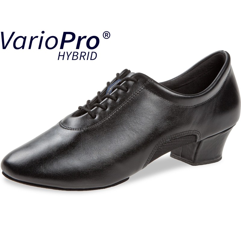 163-124-592 - Chaussures de danse latine pour hommes talon 4 cm en cuir lisse noir - Diamant