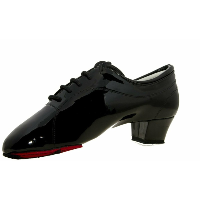 RD3016 Pierre- chaussures compétitions danses latines vernies homme avec semelle grip rouge et suède talon de 3,8cm - Real Dance