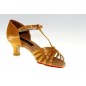 RD2002 Alice - chaussures danse latine enfant bronze semelle grip rouge talon 5cm - Real Dance
