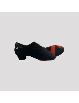 RD3016 Nicolas - chaussures compétitions hommes nubuck avec semelle grip rouge et suède talon de 3,8cm - Real Dance