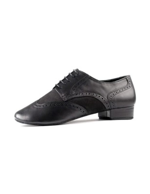 PD042 - Chaussures de tango en vernis nubuck noir et cuir mat noir - PortDance