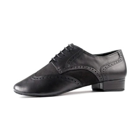 PD042 - Chaussures de tango en vernis nubuck noir et cuir mat noir - PortDance