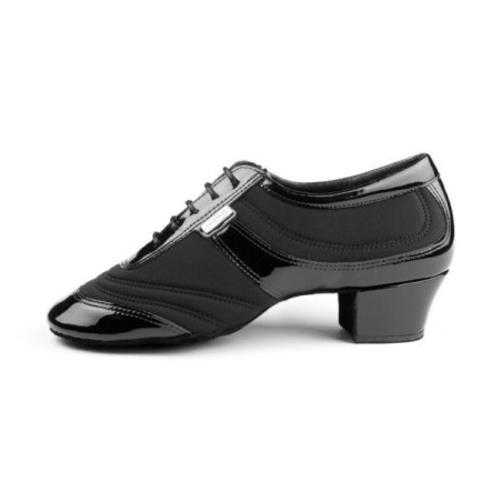 PD013 Pro - Chaussures pour homme noire vernie à talon cubain de 4,5 cm - PortDance