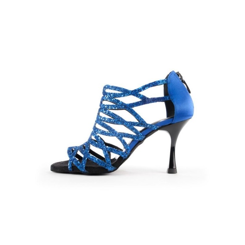 PD803 - Chaussures bleues pour femme avec multiples lanières brillantes - Portdance