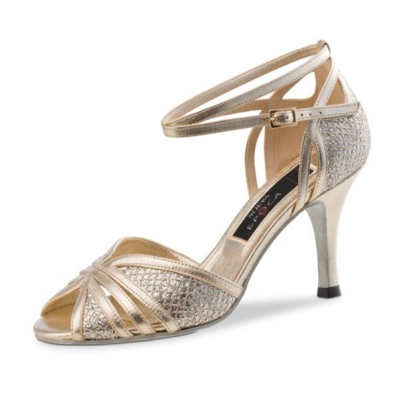 Gloria - Chaussures de danse dorées / argentées et talons haut - Nueva Epoca